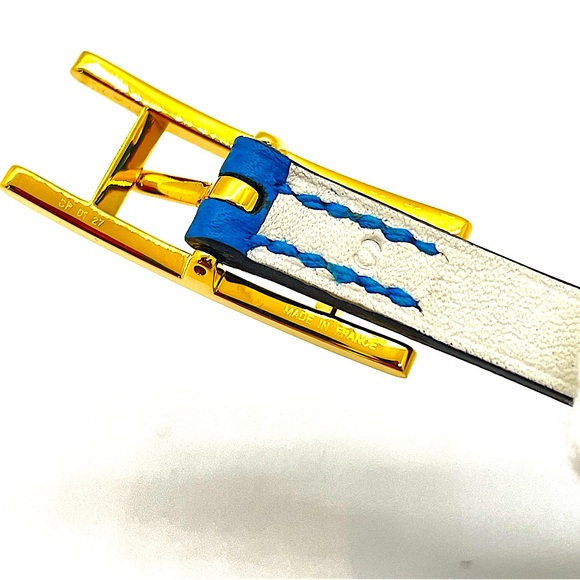 EUC HERMES Behapi Tour Double Wrap Blue Leather Bracelet - Picture 8 of 14